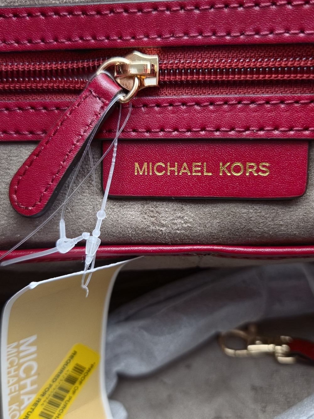 NWT Michael Kors Rollins Large Leather Satchel Bag Maroon - Picture 6 of 8